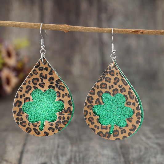 Leopard Hollowed Leather Teardrop Earrings-Teresa&#39;s Fashionista LLC