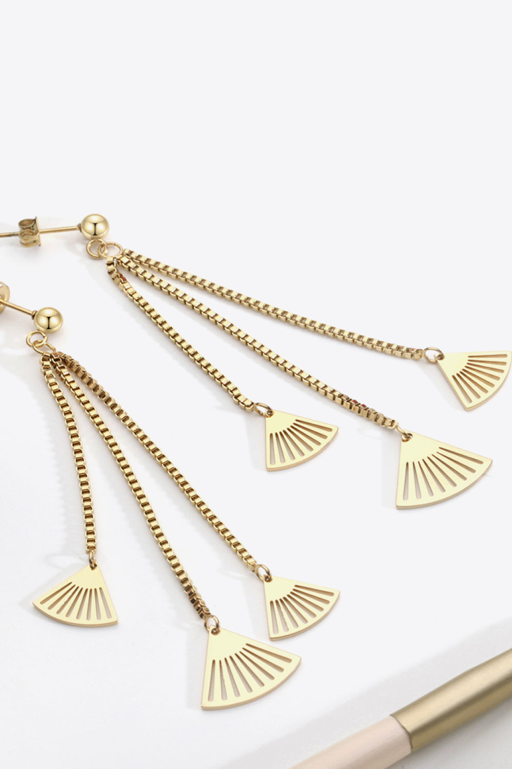 18K Gold Plated Stainless Steel Fringe Earrings-Teresa&#39;s Fashionista LLC