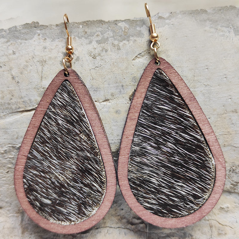 Teardrop Shape Wooden Dangle Earrings-Teresa&#39;s Fashionista LLC