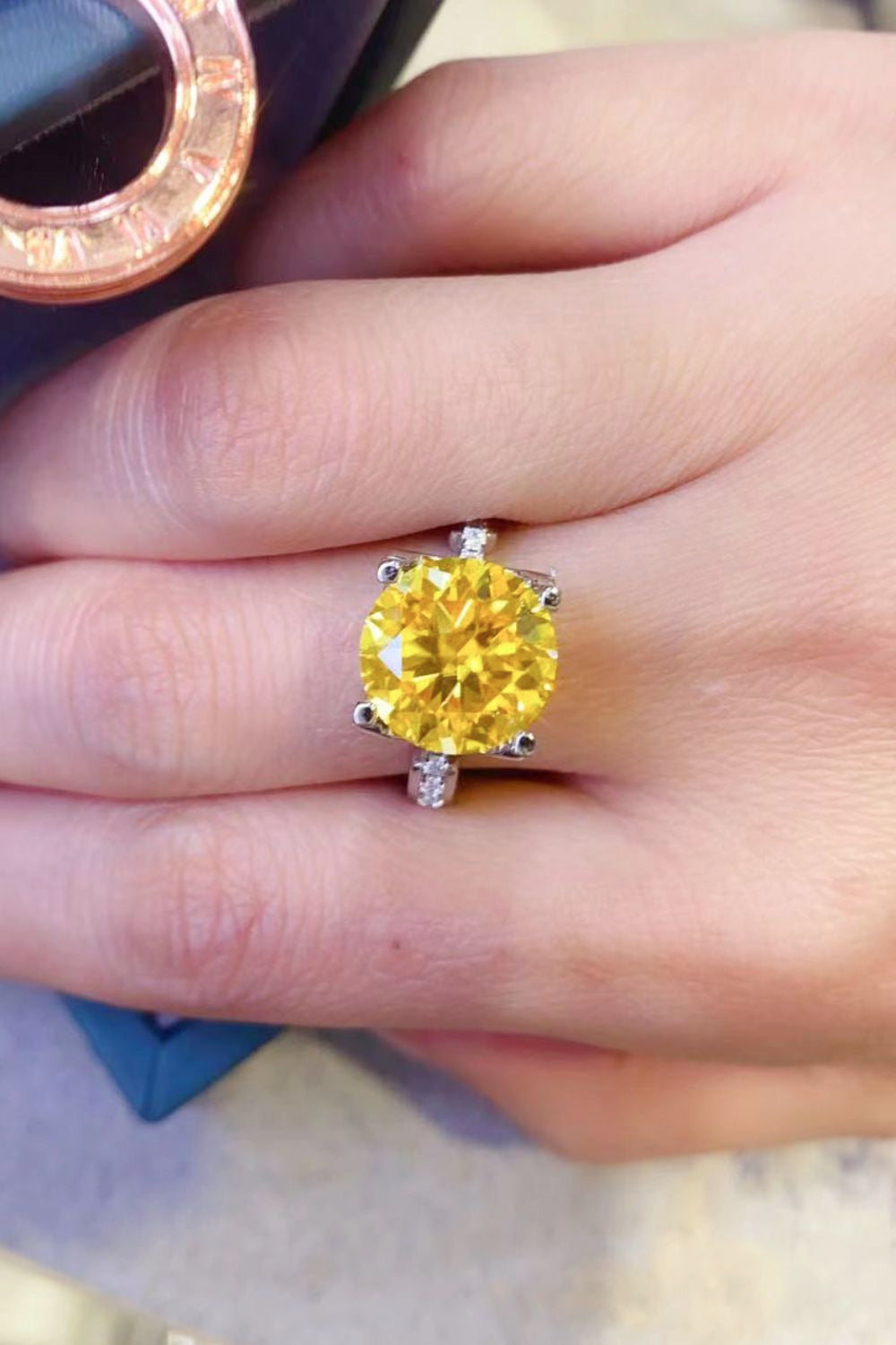 5 Carat Moissanite 925 Sterling Silver Ring in Banana Yellow-Teresa&#39;s Fashionista LLC