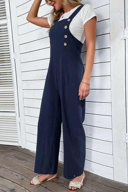 Light Up Your Life Buttoned Straight Leg Overalls-Teresa&#39;s Fashionista LLC