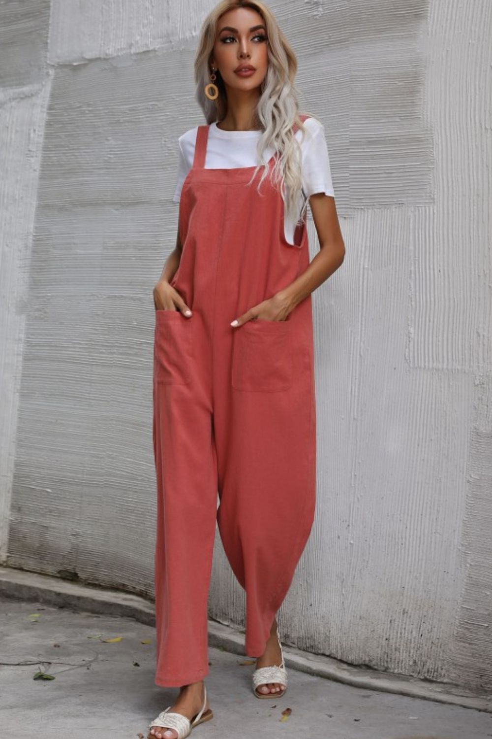 Wide Leg Overalls with Front Pockets-Teresa&#39;s Fashionista LLC