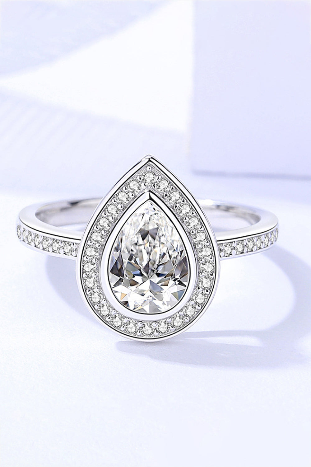 925 Sterling Silver Teardrop Moissanite Ring-Teresa&#39;s Fashionista LLC