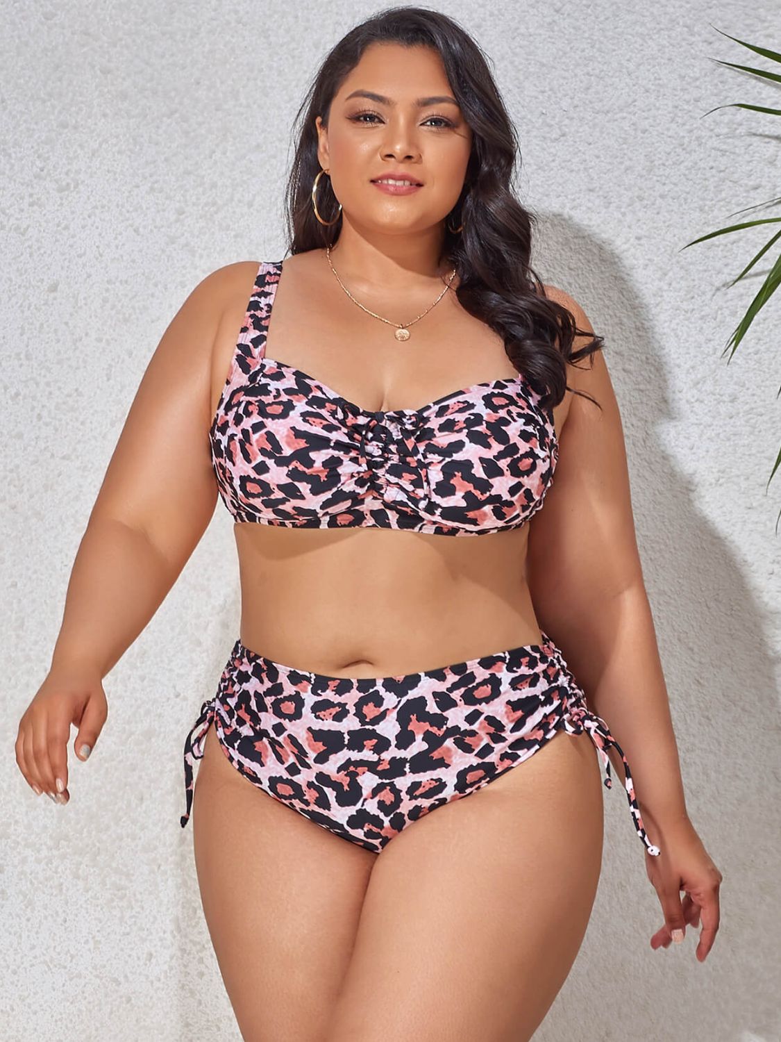 Plus Size Printed Drawstring Detail Bikini Set-Teresa&#39;s Fashionista LLC