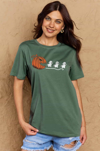 Simply Love Full Size Jack-O'-Lantern Graphic Cotton T-Shirt-Teresa&#39;s Fashionista LLC