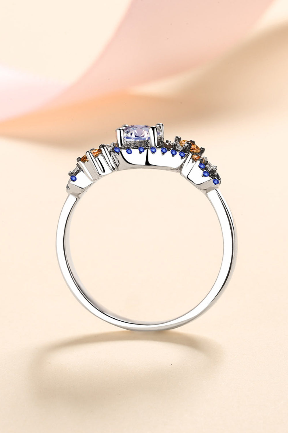 Moissanite Contrast 925 Sterling Silver Ring-Teresa&#39;s Fashionista LLC