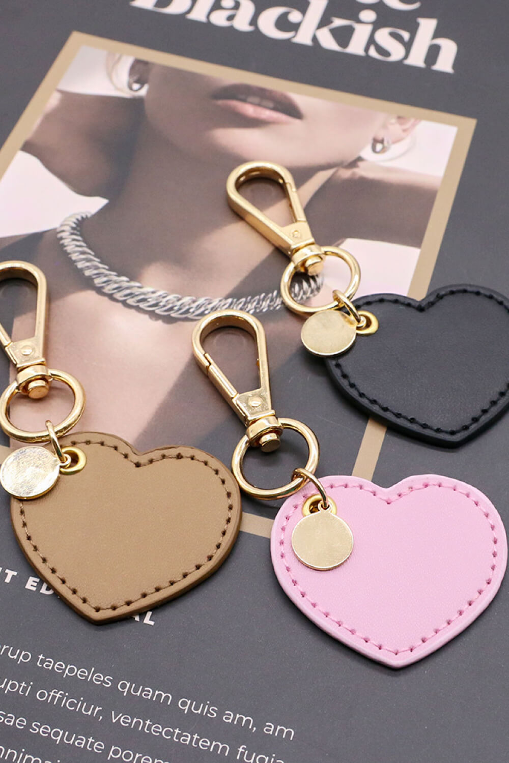 Assorted 4-Pack Heart Shape PU Leather Keychain-Teresa&#39;s Fashionista LLC