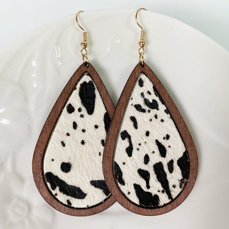 Teardrop Shape Wooden Dangle Earrings-Teresa&#39;s Fashionista LLC