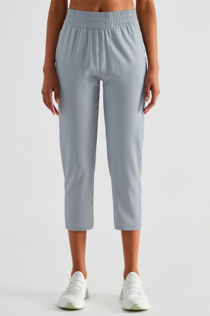 Elastic Waist Cropped Sports Pants-Teresa&#39;s Fashionista LLC