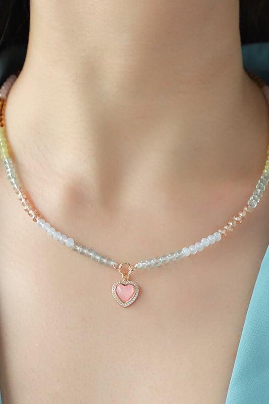 Heart Pendant Beaded Necklace-Teresa&#39;s Fashionista LLC