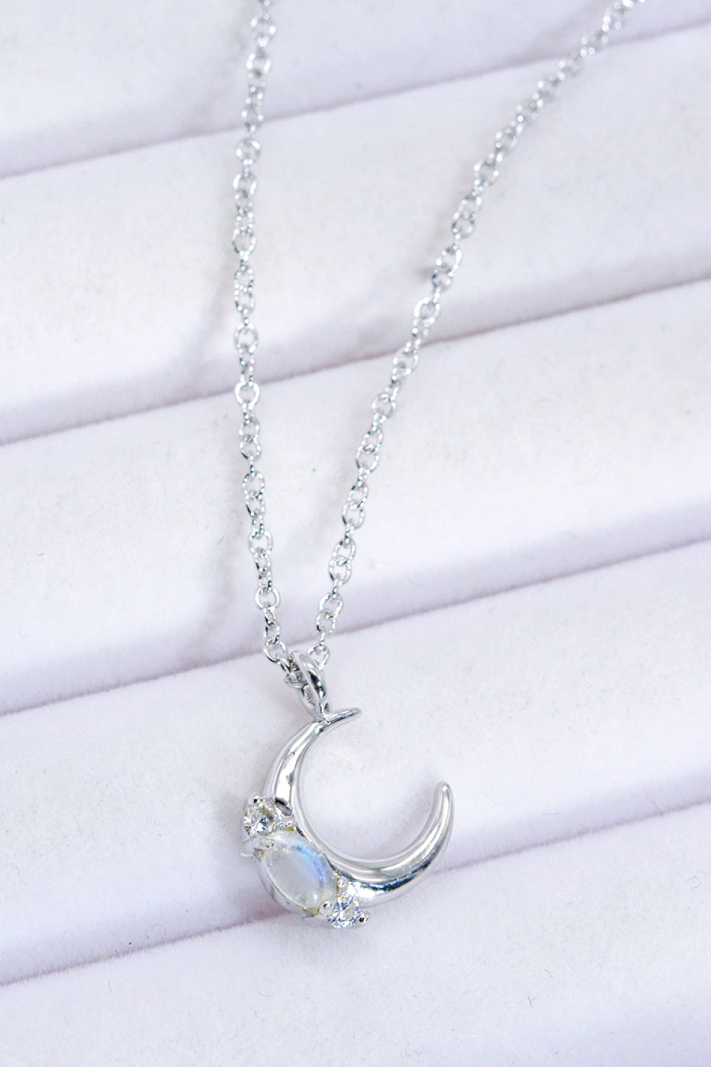 Natural Moonstone Moon Pendant Necklace-Teresa&#39;s Fashionista LLC