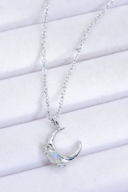 Natural Moonstone Moon Pendant Necklace-Teresa&#39;s Fashionista LLC