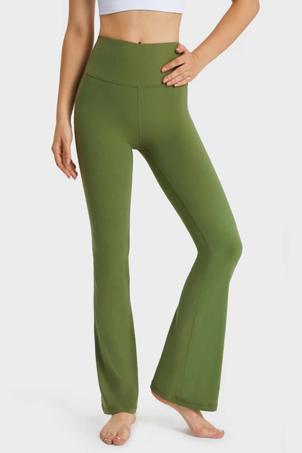 Elastic Waist Flare Yoga Pants-Teresa&#39;s Fashionista LLC