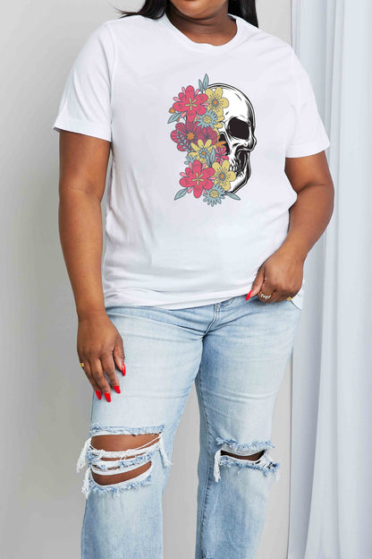 Simply Love Full Size Skull Graphic Cotton T-Shirt-Teresa&#39;s Fashionista LLC