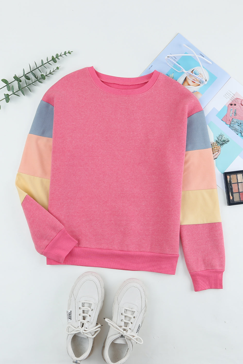 Color Block Ribbed Trim Sweatshirt-Teresa&#39;s Fashionista LLC