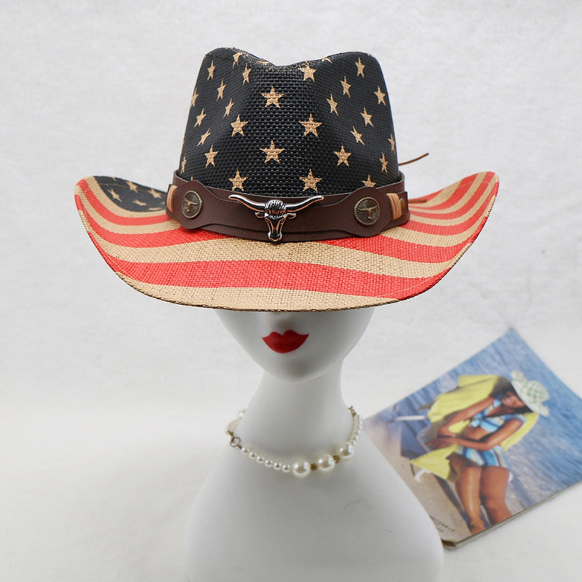 US Flag Print Paper Cloth Hat-Teresa&#39;s Fashionista LLC