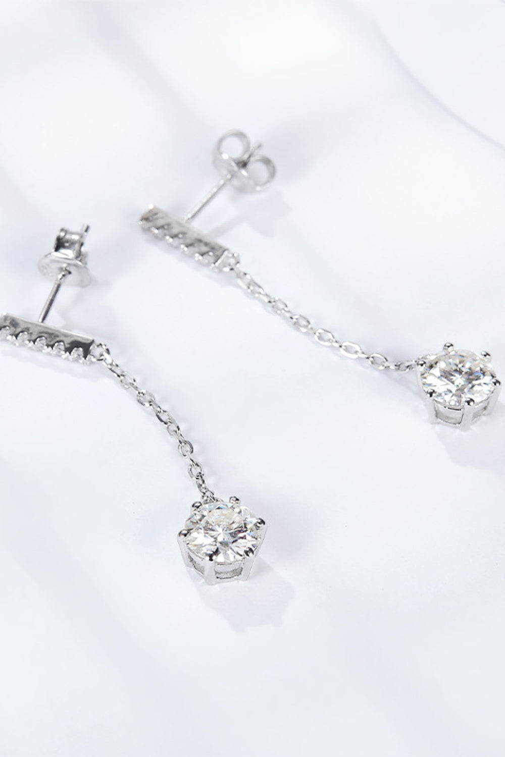 6-Prong Round Moissanite Drop Earrings-Teresa&#39;s Fashionista LLC