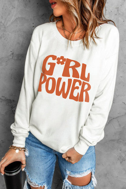 GIRL POWER Graphic Round Neck Sweatshirt-Teresa&#39;s Fashionista LLC