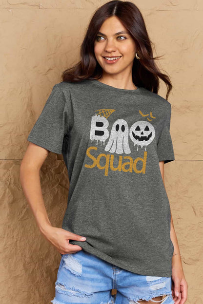 Simply Love Full Size BOO SQUAD Graphic Cotton T-Shirt-Teresa&#39;s Fashionista LLC