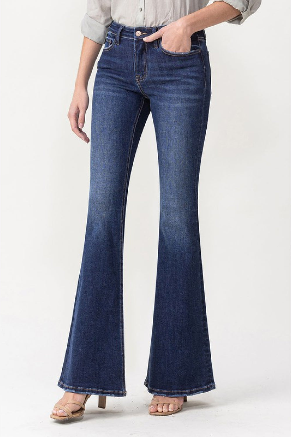 Lovervet Full Size Joanna Midrise Flare Jeans-Teresa&#39;s Fashionista LLC