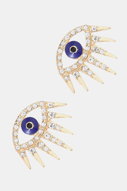 Evil Eye Rhinestone Dangle Earrings-Teresa&#39;s Fashionista LLC