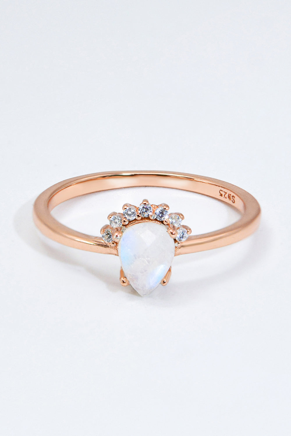 18K Rose Gold-Plated Pear Shape Natural Moonstone Ring-Teresa&#39;s Fashionista LLC