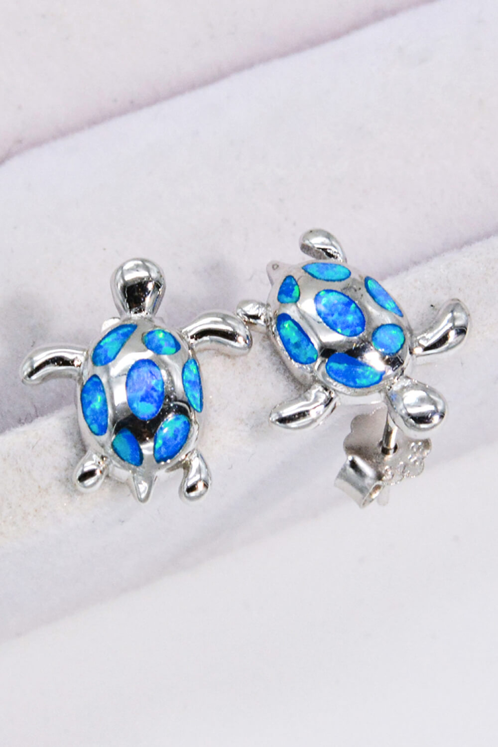 Opal Turtle Platinum-Plated Stud Earrings-Teresa&#39;s Fashionista LLC