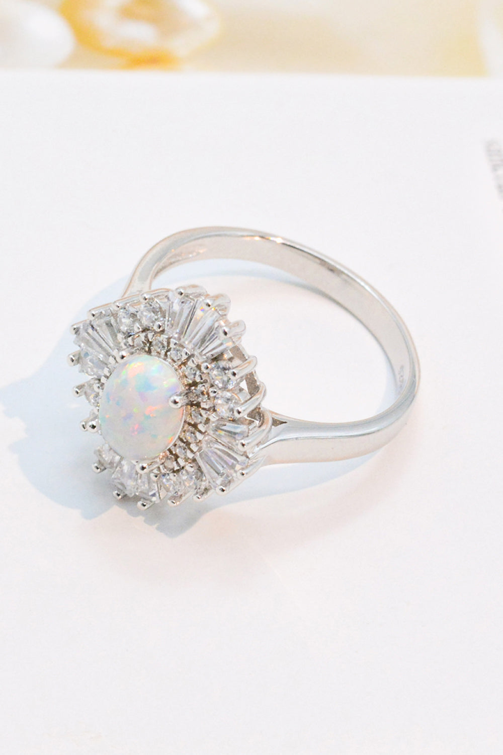 Modern 925 Sterling Silver Opal Halo Ring-Teresa&#39;s Fashionista LLC