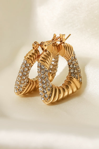 18K Gold Plated Inlaid Cubic Zirconia Earrings-Teresa&#39;s Fashionista LLC