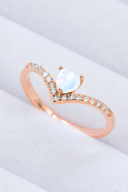 Moonstone Heart-Shaped Ring-Teresa&#39;s Fashionista LLC