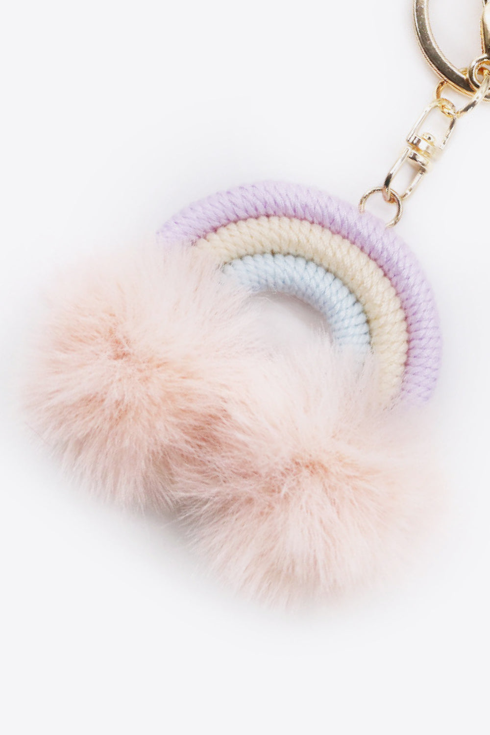 Assorted 4-Pack Rainbow Pom Pom Keychain-Teresa&#39;s Fashionista LLC