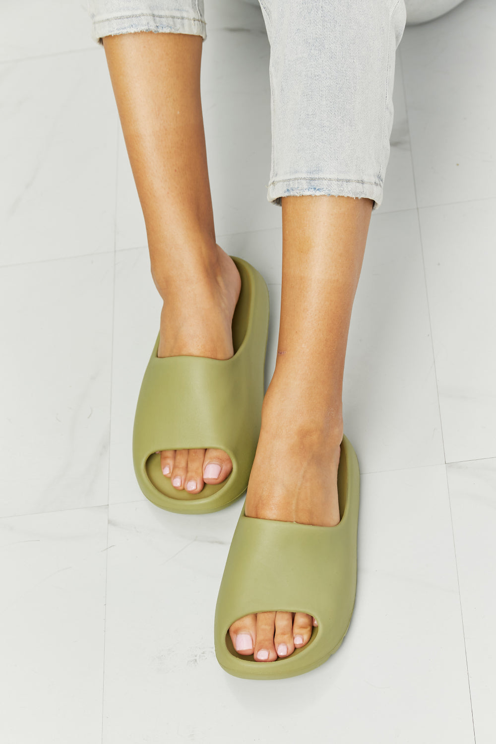 NOOK JOI In My Comfort Zone Slides in Green-Teresa&#39;s Fashionista LLC