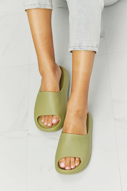 NOOK JOI In My Comfort Zone Slides in Green-Teresa&#39;s Fashionista LLC