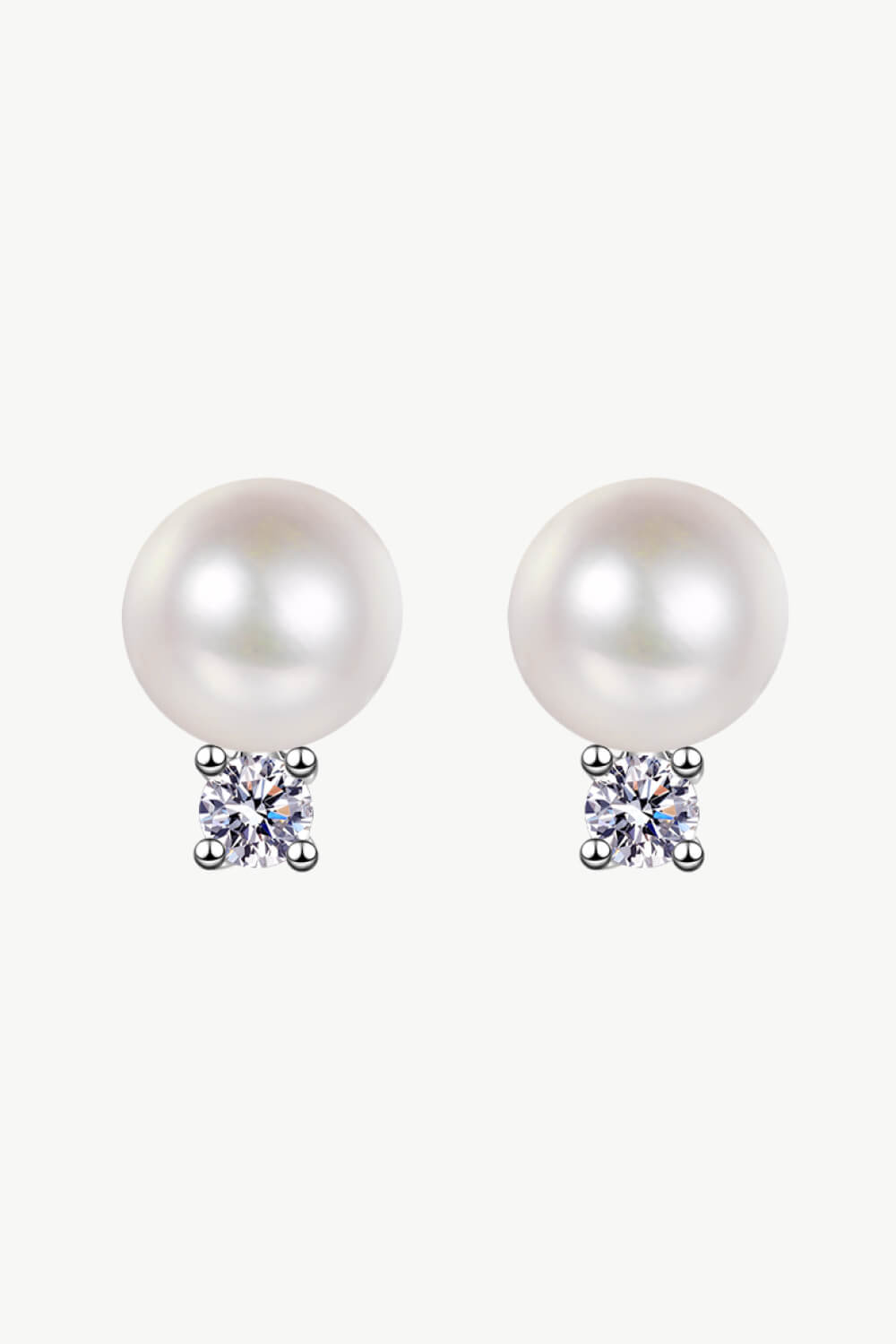 Moissanite Pearl Stud Earrings-Teresa&#39;s Fashionista LLC