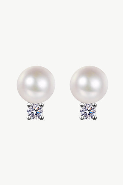 Moissanite Pearl Stud Earrings-Teresa&#39;s Fashionista LLC