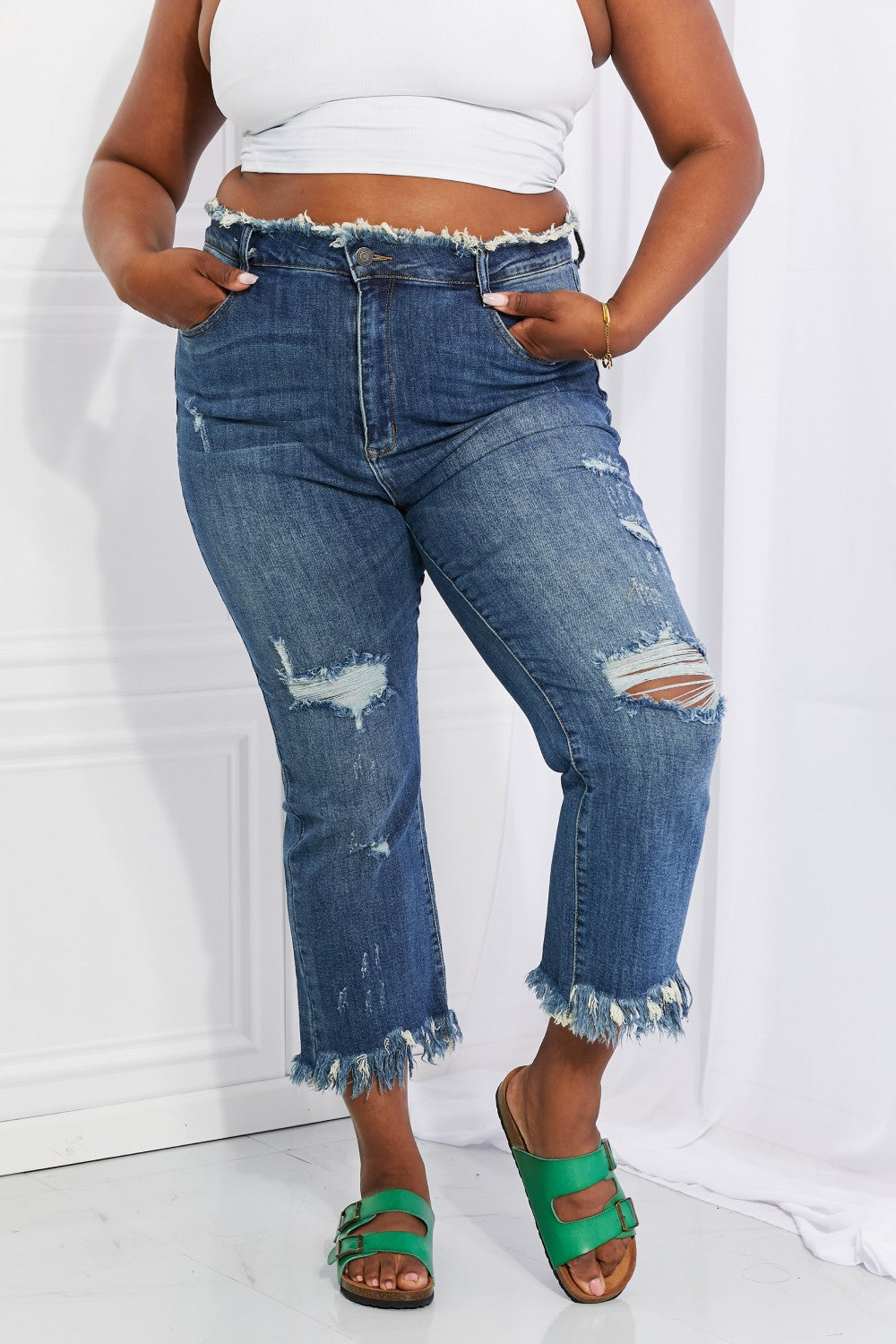 RISEN Full Size Undone Chic Straight Leg Jeans-Teresa&#39;s Fashionista LLC