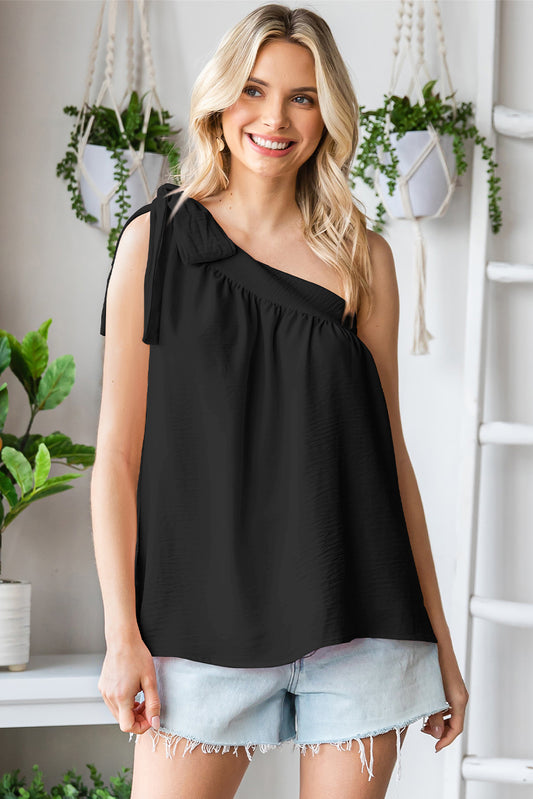 Tied One-Shoulder Blouse-Teresa&#39;s Fashionista LLC