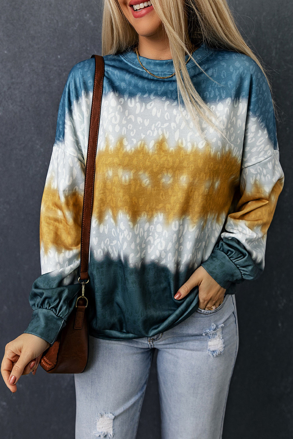 Leopard Tie-Dye Dropped Shoulder Sweatshirt-Teresa&#39;s Fashionista LLC