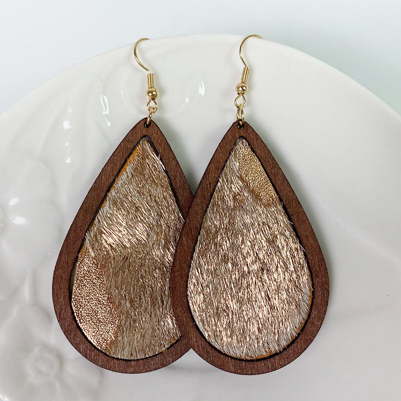 Teardrop Shape Wooden Dangle Earrings-Teresa&#39;s Fashionista LLC