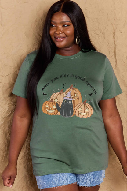 Simply Love Full Size MAY YOU STAY IN GOOD SPIRITS Graphic Cotton T-Shirt-Teresa&#39;s Fashionista LLC