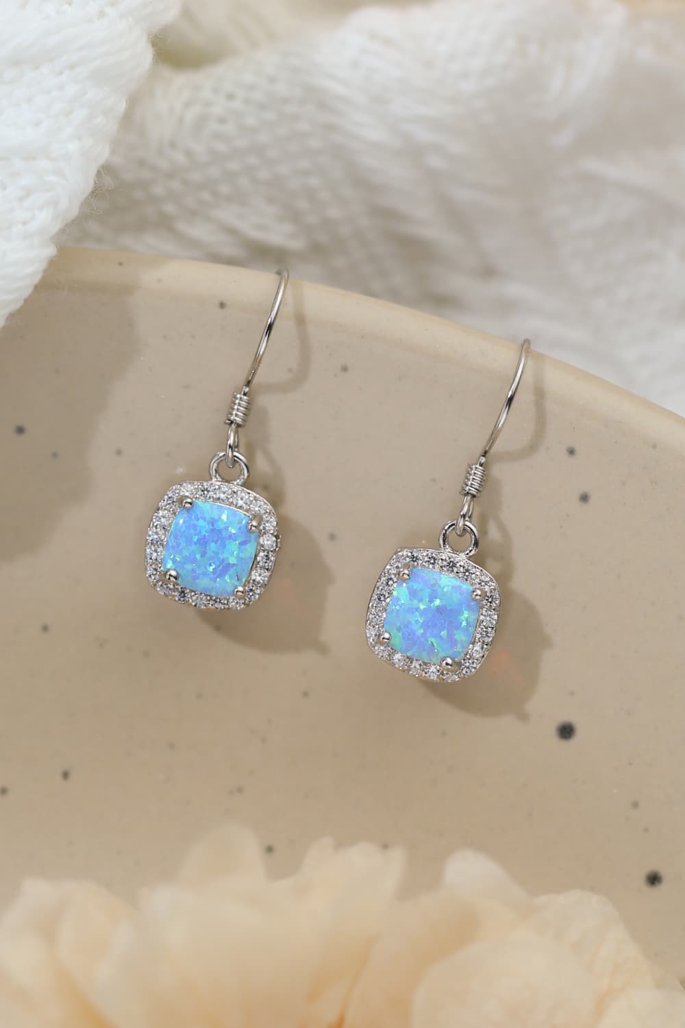 Opal Square Drop Earrings-Teresa&#39;s Fashionista LLC