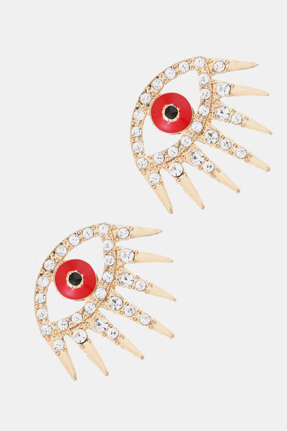 Evil Eye Rhinestone Dangle Earrings-Teresa&#39;s Fashionista LLC