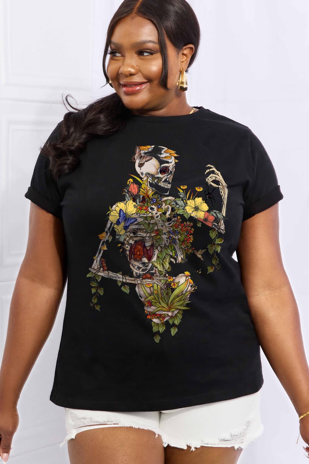 Simply Love Full Size Skeleton Graphic Cotton Tee-Teresa&#39;s Fashionista LLC