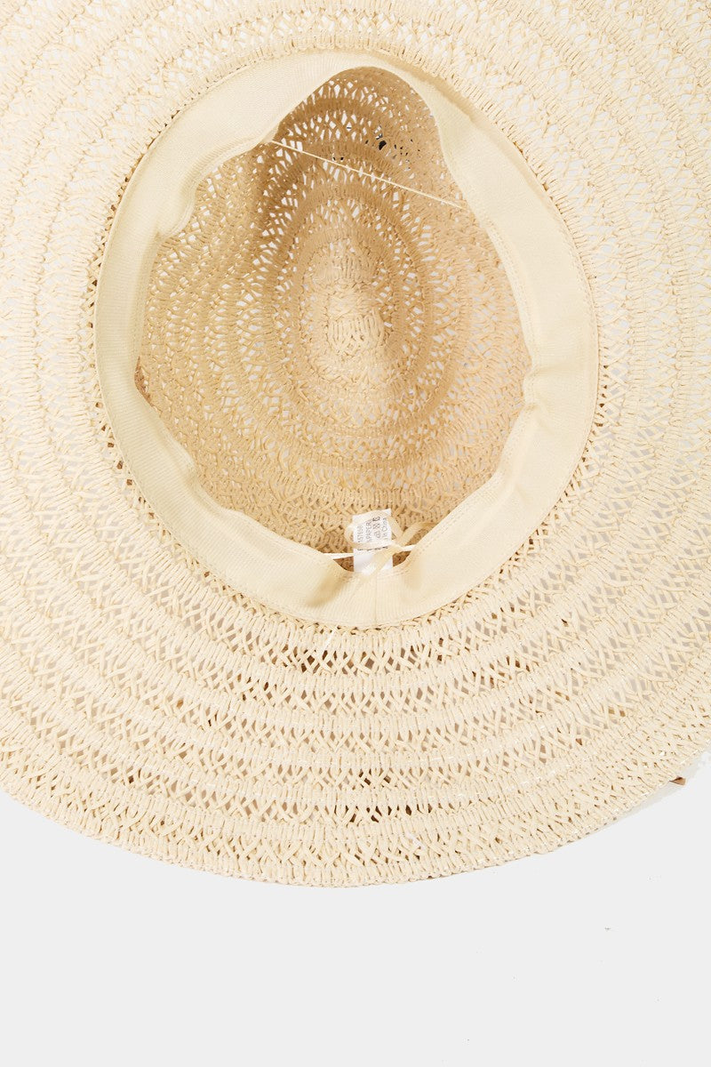 Fame Contrast Straw Braided Sun Hat-Teresa&#39;s Fashionista LLC