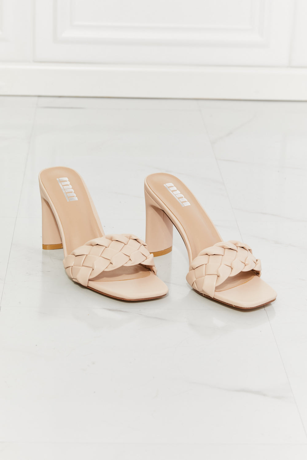 MMShoes Top of the World Braided Block Heel Sandals in Beige-Teresa&#39;s Fashionista LLC