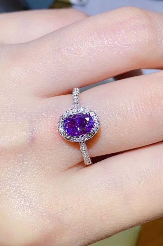 925 Sterling Silver 1 Carat Purple Moissanite Ring-Teresa&#39;s Fashionista LLC