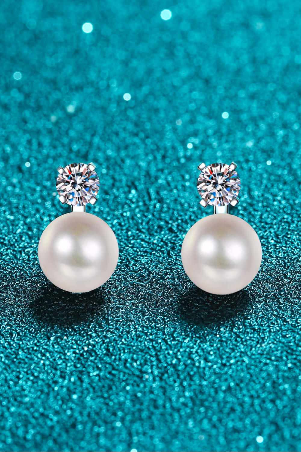 Moissanite Pearl Stud Earrings-Teresa&#39;s Fashionista LLC