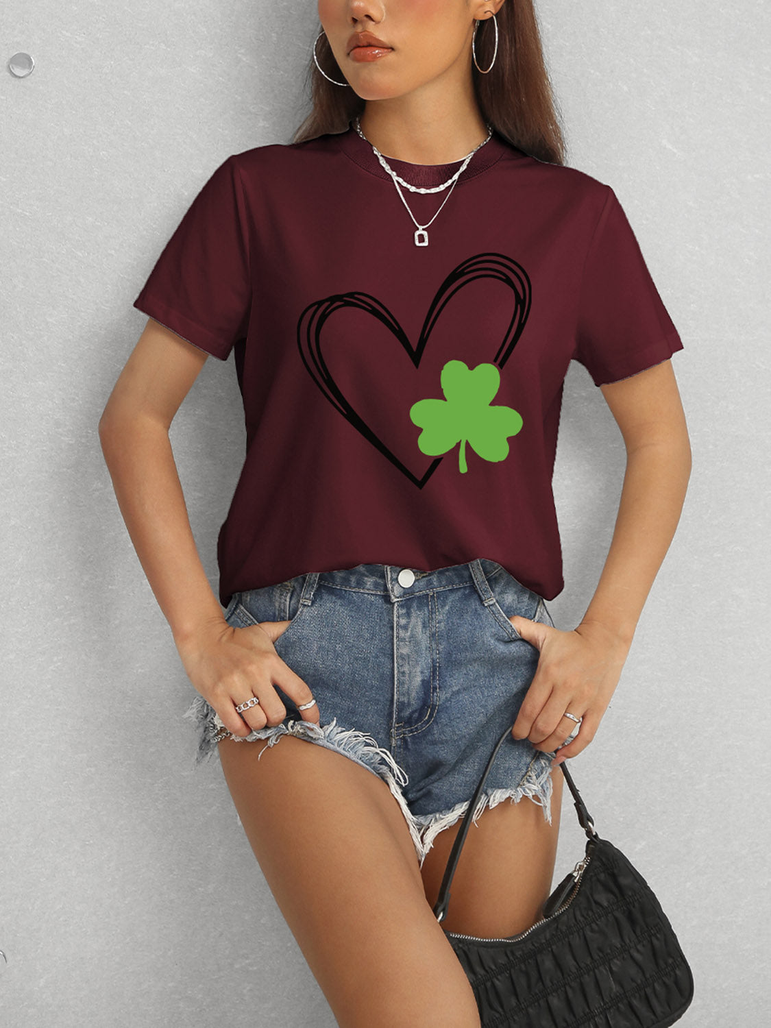 Heart Lucky Clover Short Sleeve T-Shirt-Teresa&#39;s Fashionista LLC