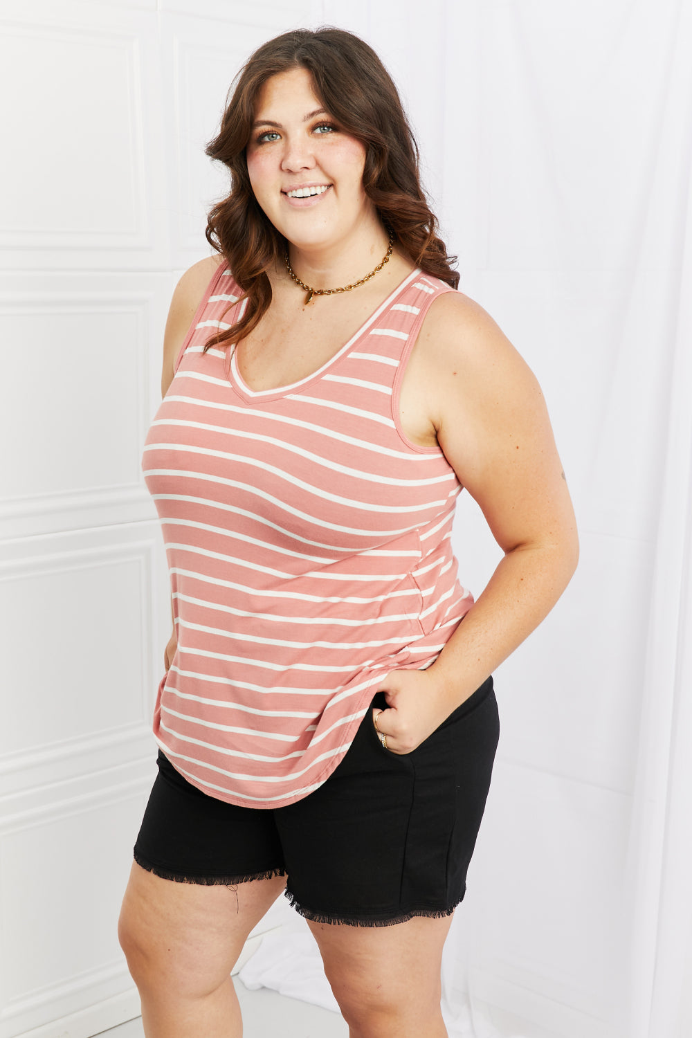 Zenana Find Your Path Full Size Sleeveless Striped Top-Teresa&#39;s Fashionista LLC