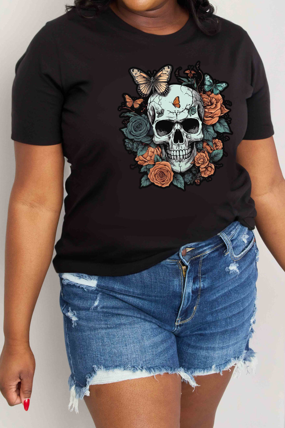 Simply Love Simply Love Full Size Skull Graphic Cotton T-Shirt-Teresa&#39;s Fashionista LLC